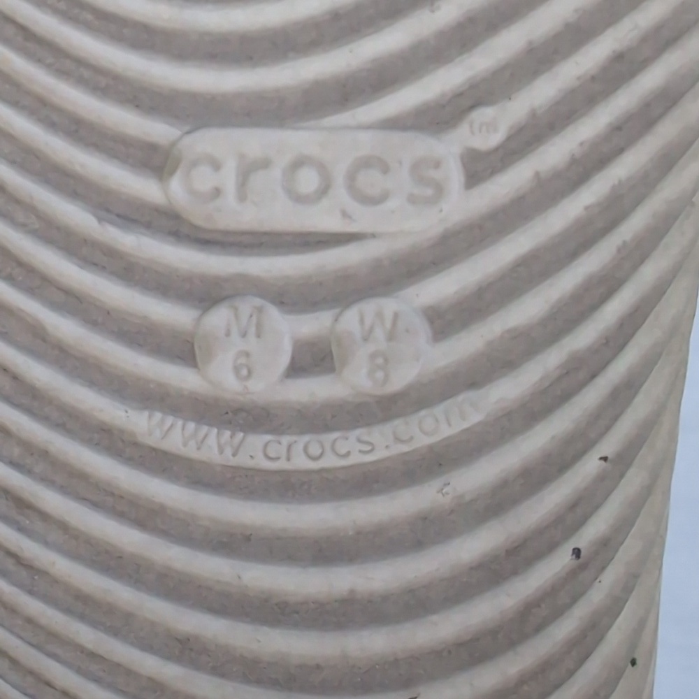 Crocs Unisex Beige White Slides Men's 6 Women's 8 - Picture 5 of 6